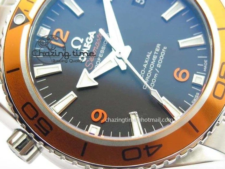 0404 Planet Ocean SS Bp Maker 45mm Orange Bezel On SS Bracelet A DailyWear 8216